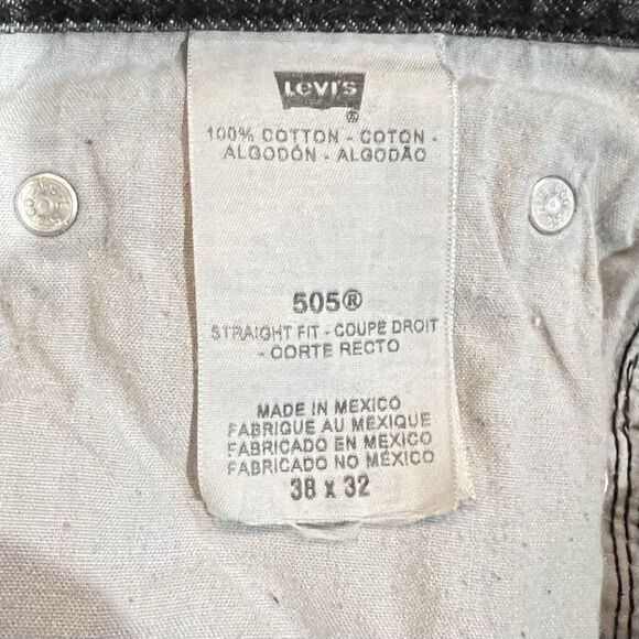 Levis Mens 505 Jeans 38 X 32 Black Fade Straight - Picture 7 of 9